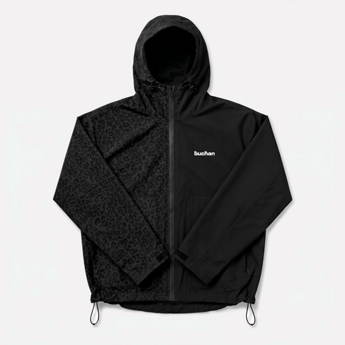 Water Reactive Cheetah Rain Jacket - Black