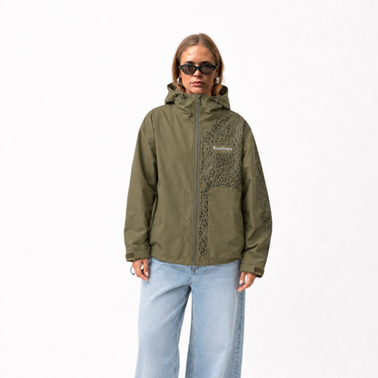 Water Reactive Cheetah Rain Jacket - Green
