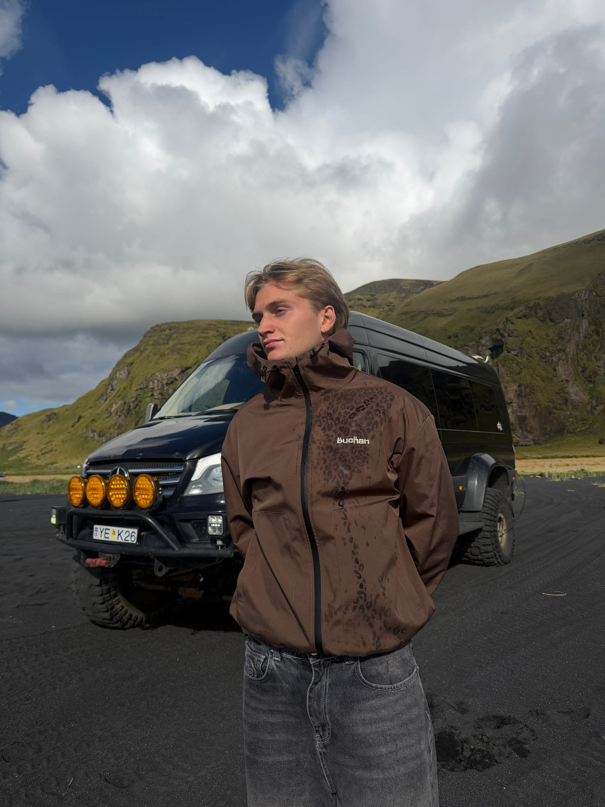 Water Reactive Cheetah Rain Jacket - Brown