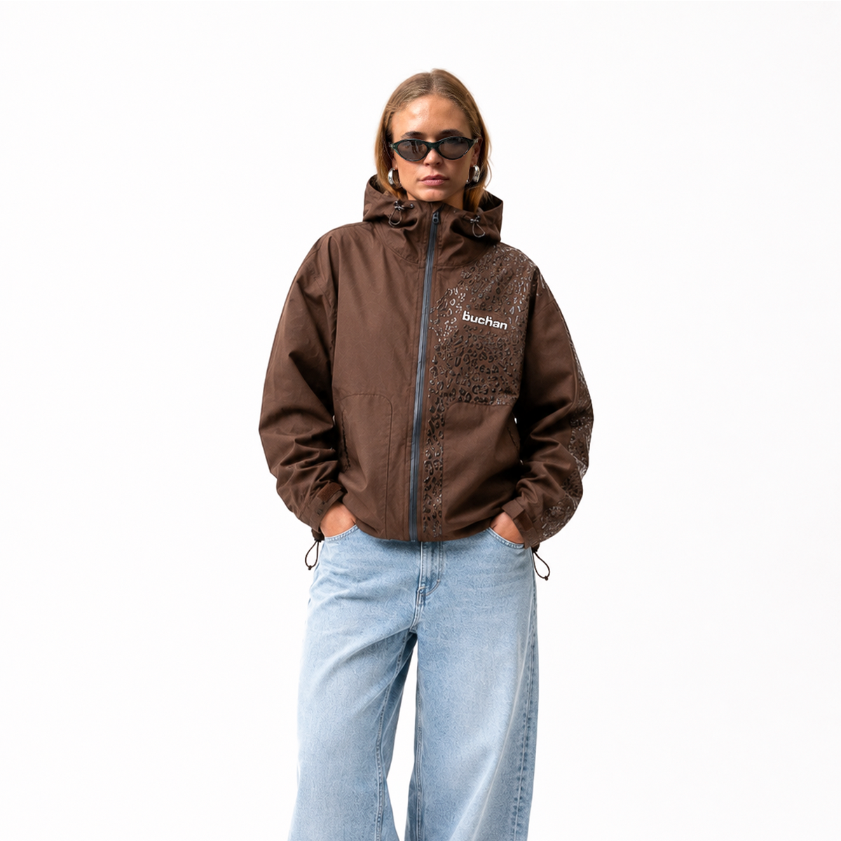 Water Reactive Cheetah Rain Jacket - Brown