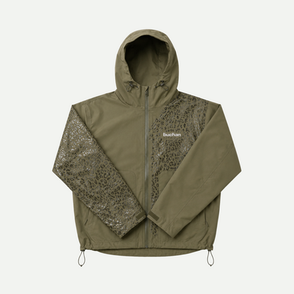 Water Reactive Cheetah Rain Jacket - Green