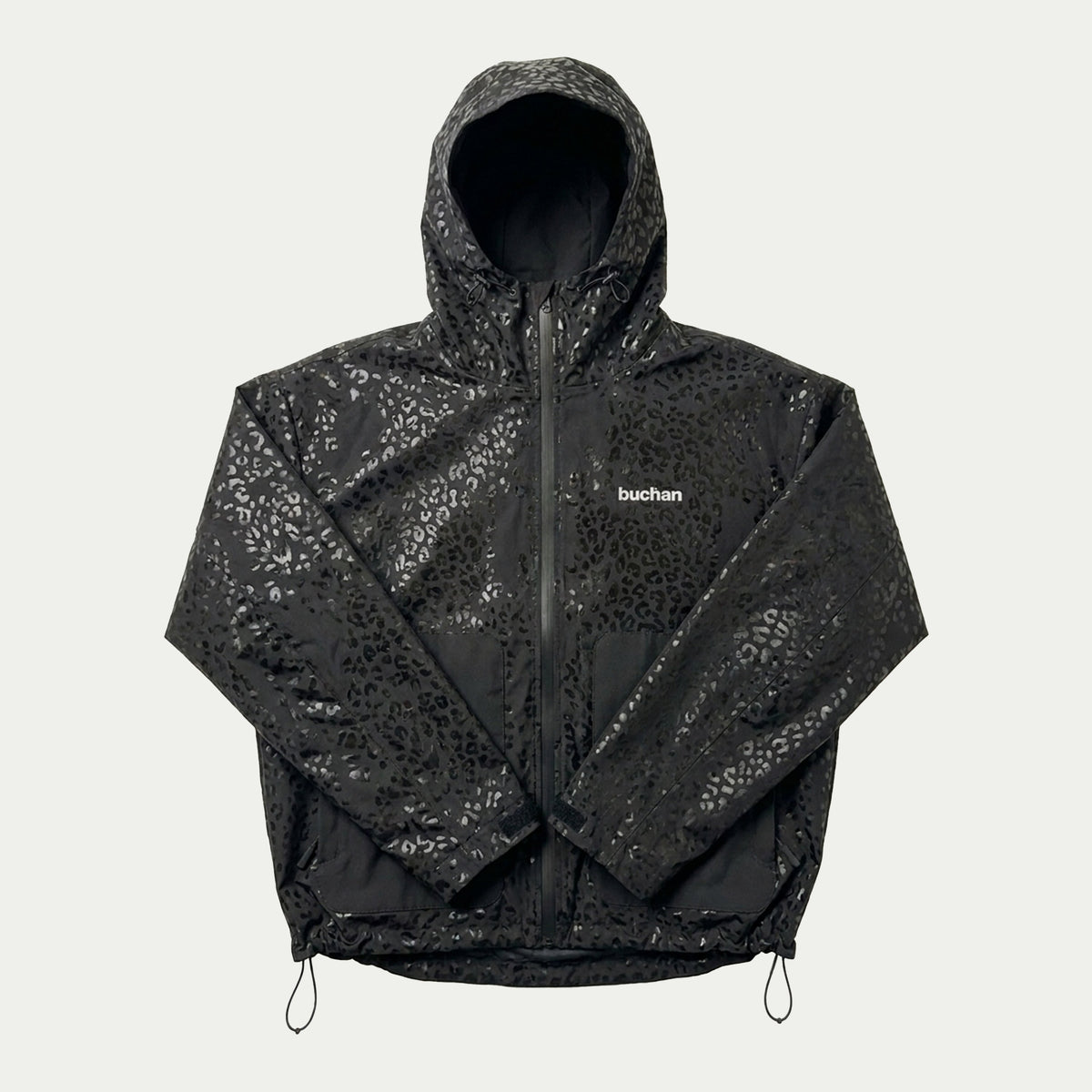 Water Reactive Cheetah Rain Jacket - Black