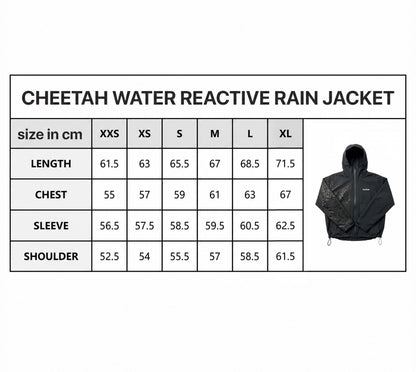 Water Reactive Cheetah Rain Jacket - Black