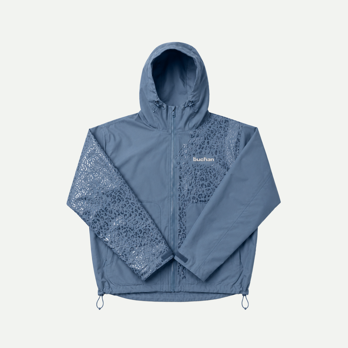 Wasserreaktive Geparden-Regenjacke – Blau