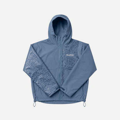Wasserreaktive Geparden-Regenjacke – Blau