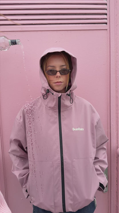 Water Reactive Cheetah Rain Jacket - Pink
