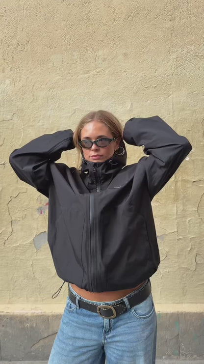 Water Reactive Cheetah Rain Jacket - Black